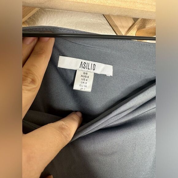 Asilio Gray Skirt Two Side Slits Sz 4 - Picture 5 of 6